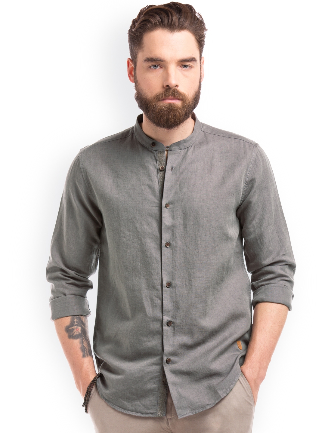 Buy True Blue Men Grey Slim Fit Solid Casual Shirt - Shirts for Men ...