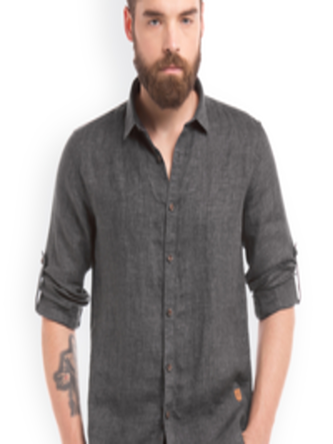 Buy True Blue Men Charcoal Grey Slim Fit Solid Casual Shirt - Shirts ...