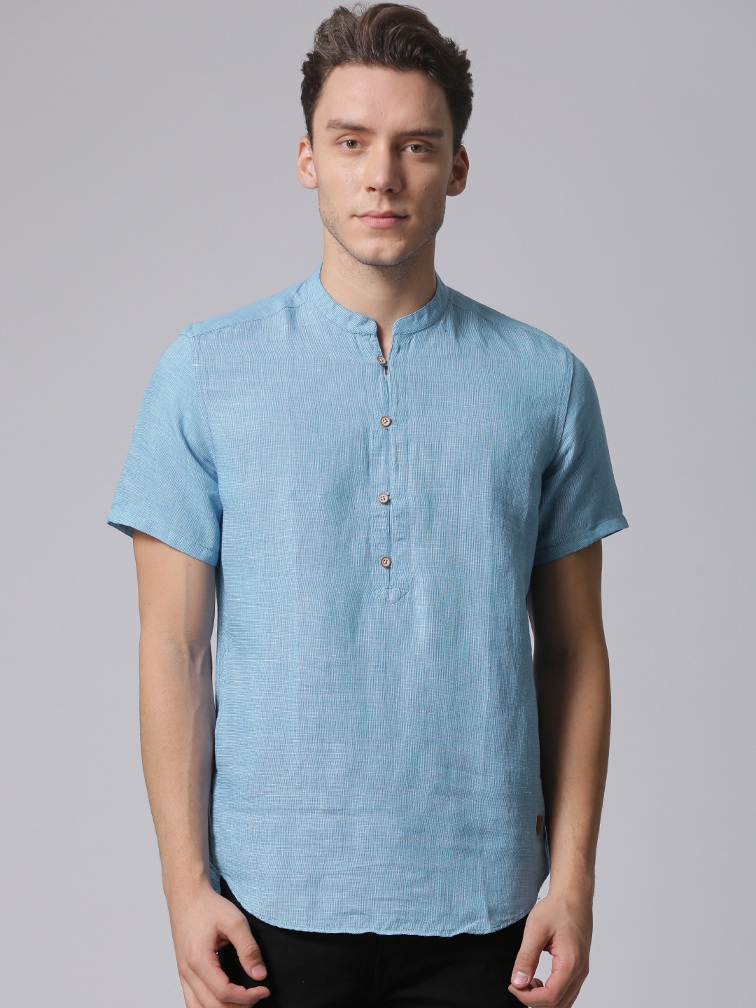 Buy True Blue Men Blue Slim Fit Solid Casual Shirt - Shirts for Men ...