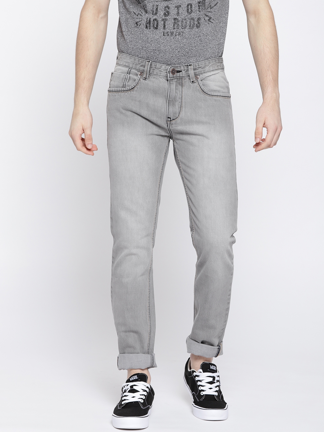 Buy True Blue Men Grey Slim Fit Mid Rise Clean Look Jeans - Jeans for ...