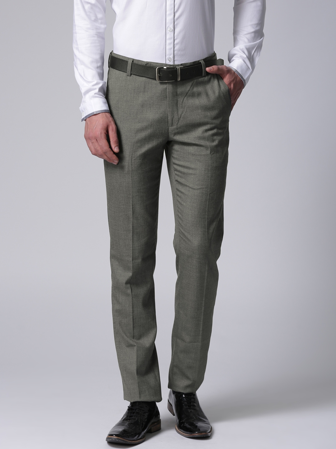 Buy True Blue Men Grey Regular Fit Solid Formal Trousers - Trousers for ...