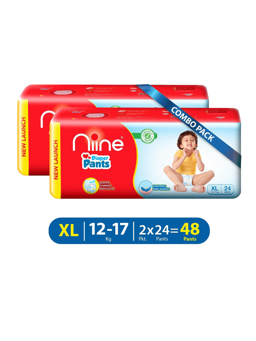 Buy Niine Pack Of 2 Baby Diaper Pants Extra Large(XL) Size (12 17 KG