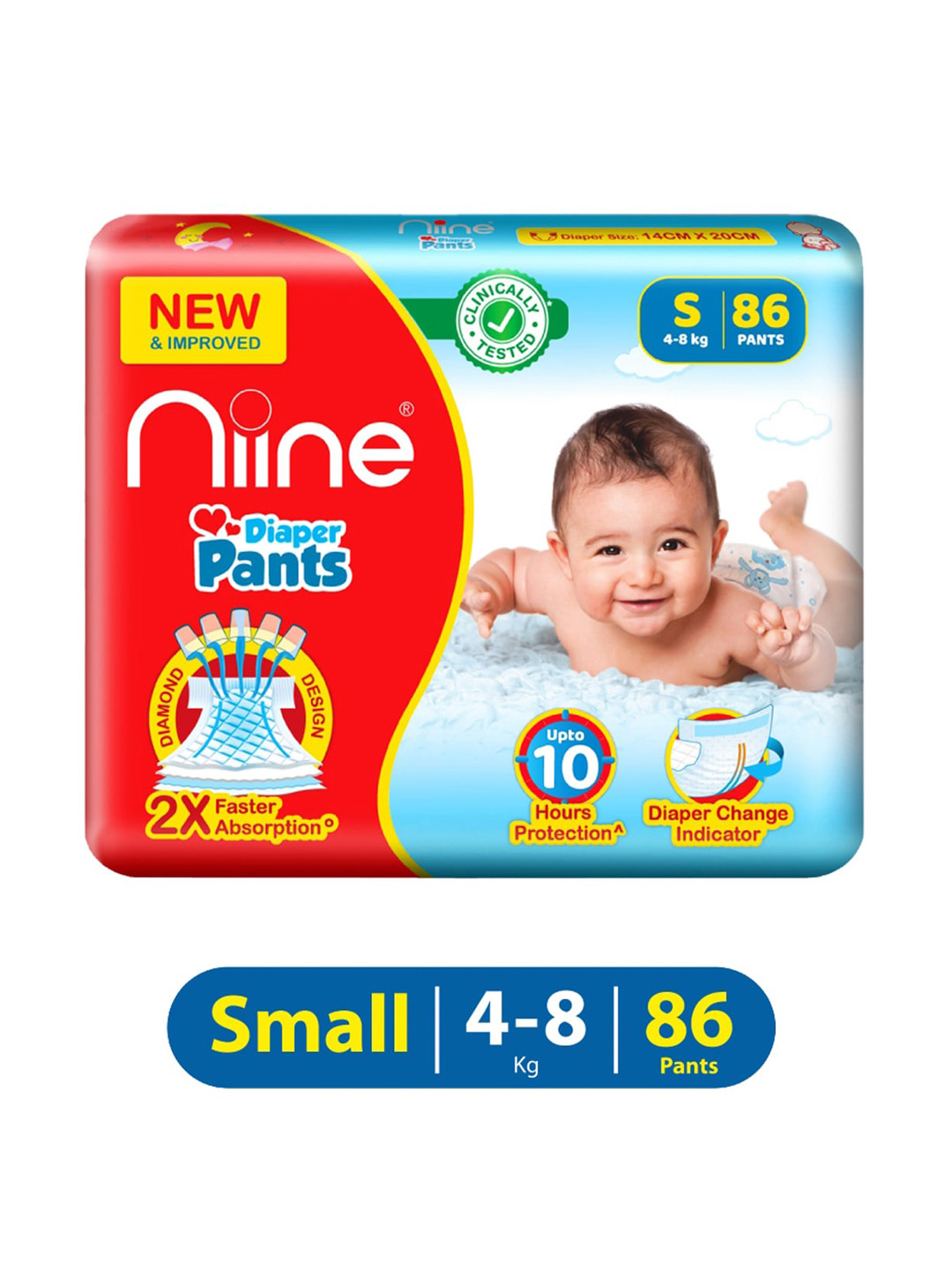 Buy Niine Infants Small 10 Hrs Protection Diaper Pants 86 Pcs Baby
