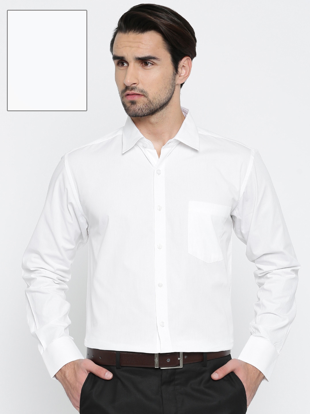 Buy INDHIRAN Men White Comfort Fit Solid Formal Shirt - Shirts for Men ...