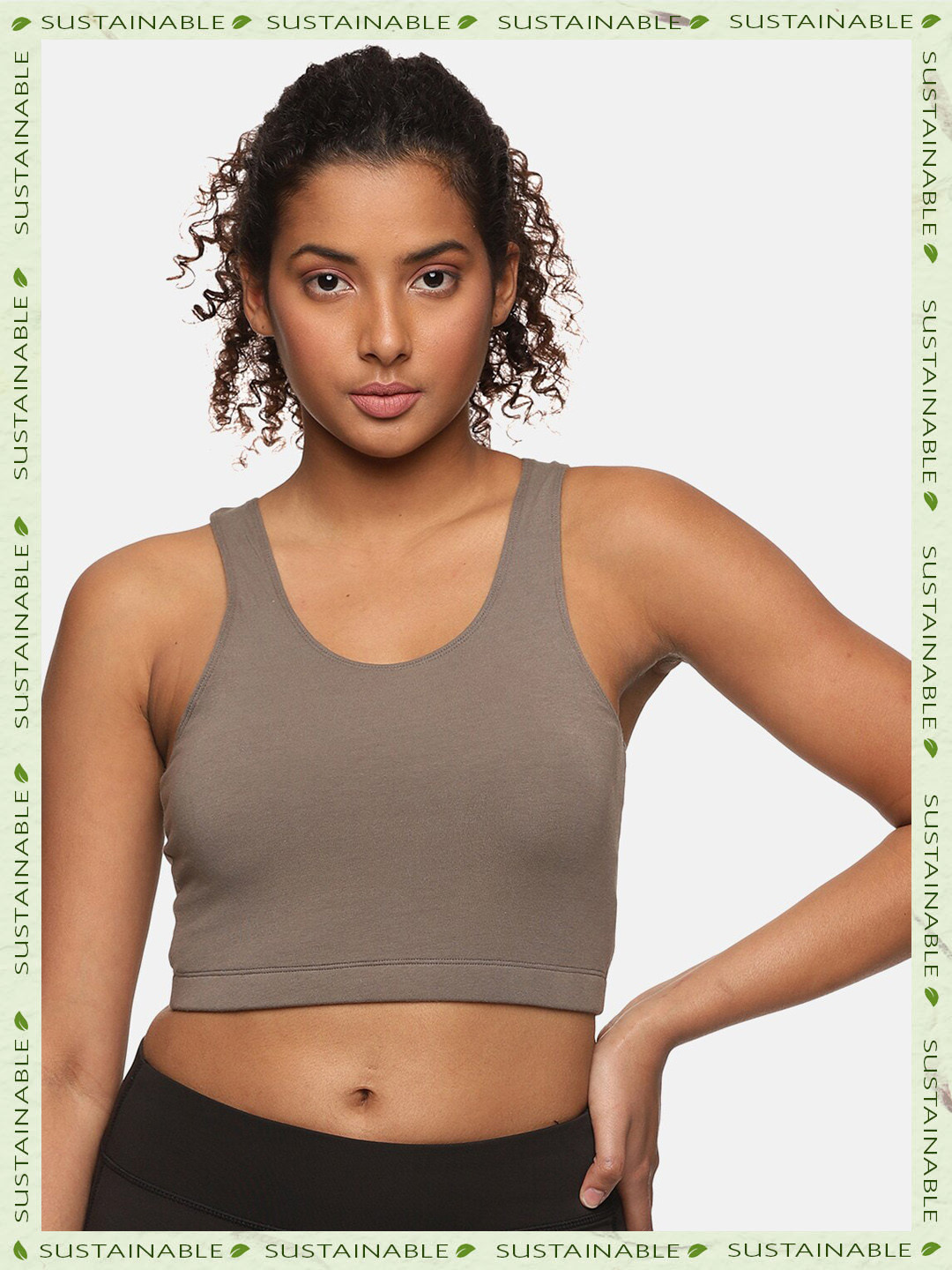 Buy HERE&NOW Women Organic Cotton Seamless Lightly Padded Racerback Bra