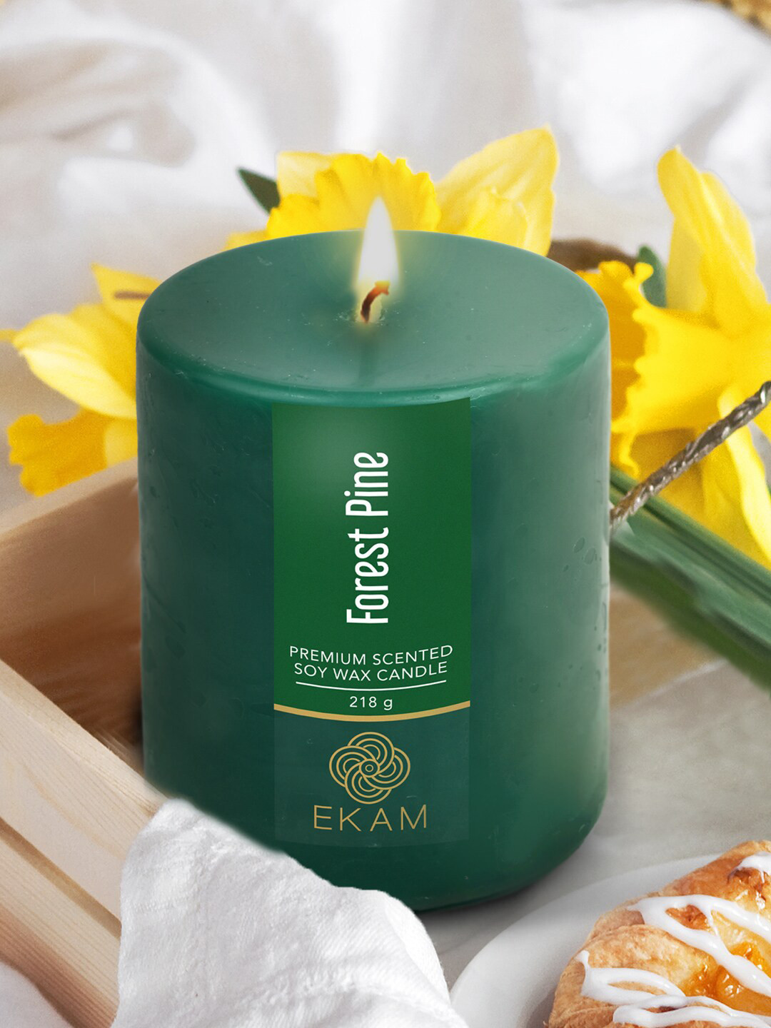 Buy Ekam Pillar Green Forest Pine Soy Wax Scented Candle Candles for Unisex 21710262 Myntra