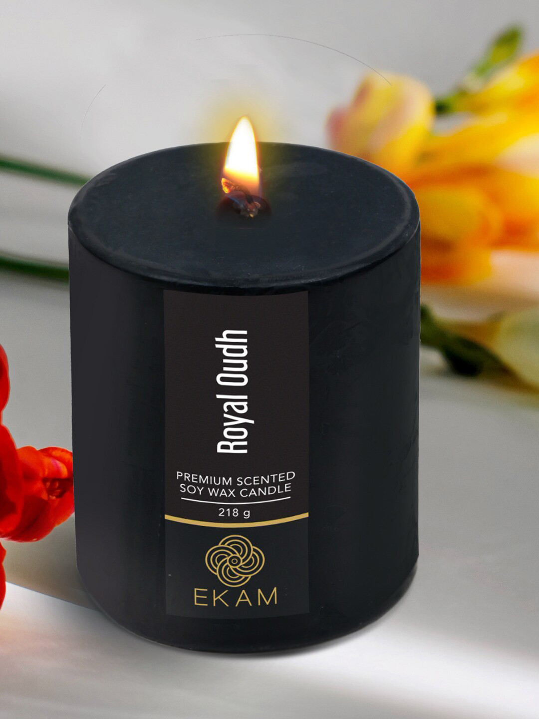 Buy Ekam Royal Oudh Black Brand Logo Printed Fragrance Scented Candle