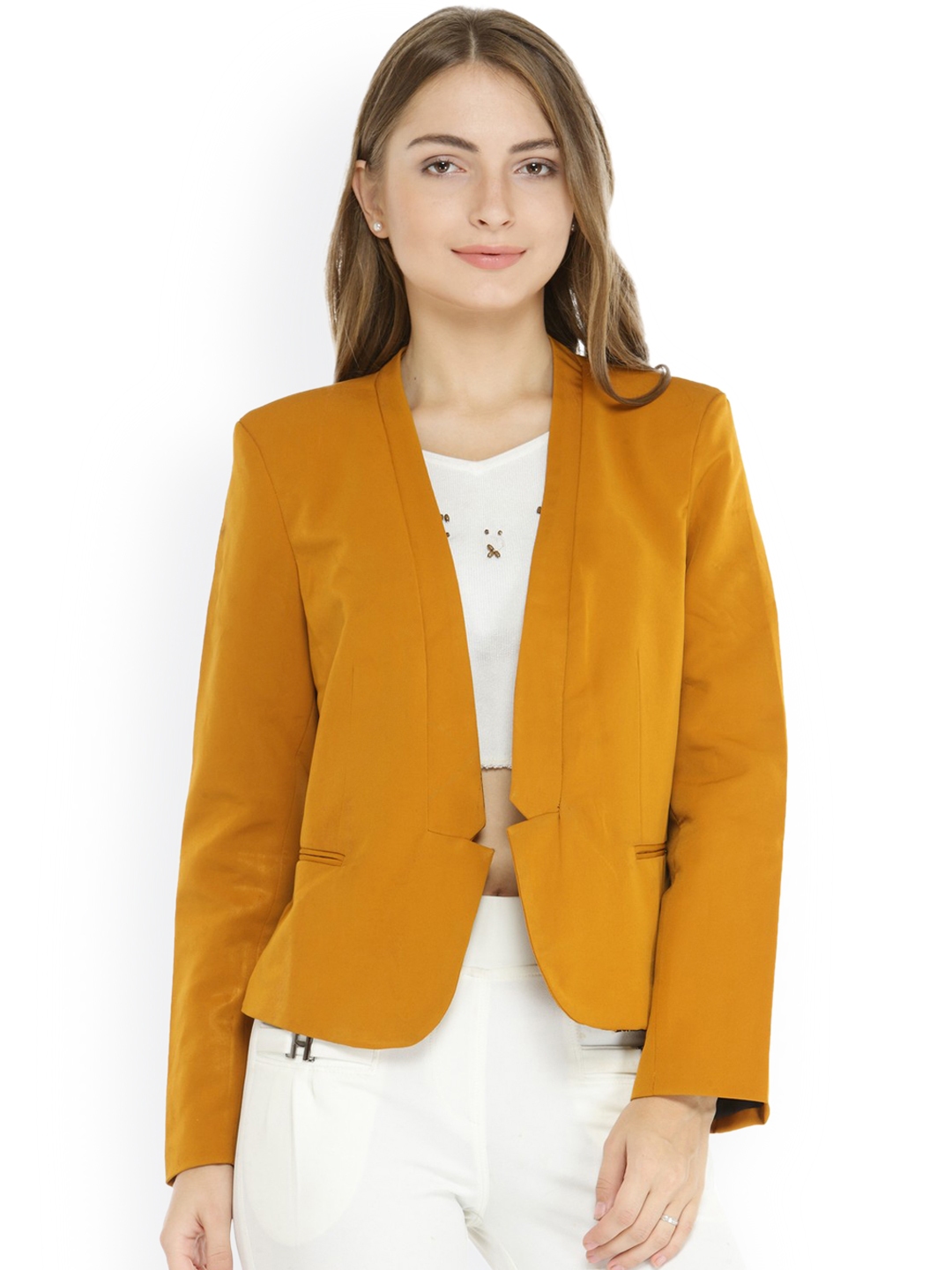 Buy Pannkh Mustard Tailored Fit Blazer Blazers for Women 2171361 Myntra