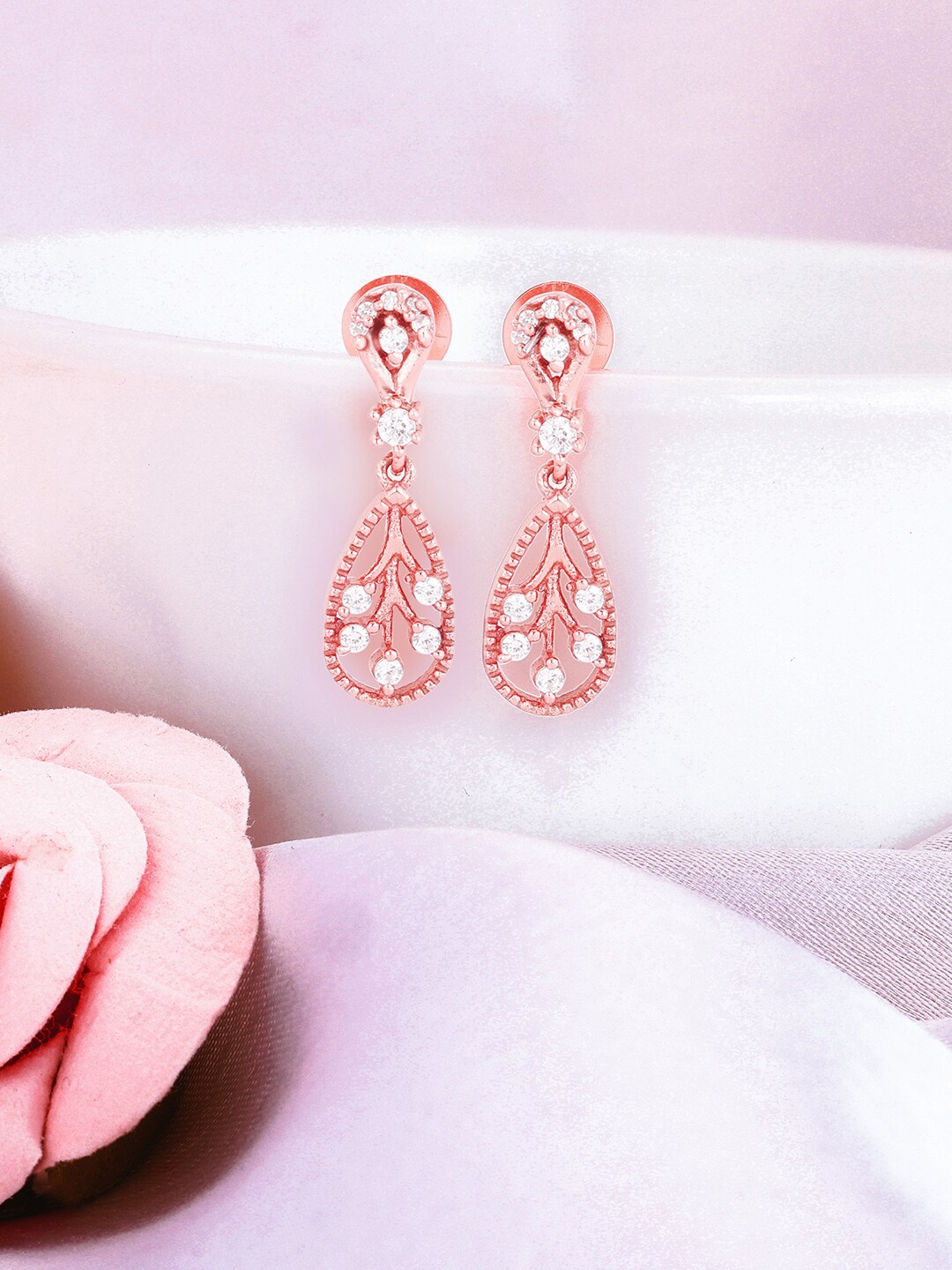 Buy GIVA Rose Gold Plated Contemporary Drop Earrings - Earrings for ...