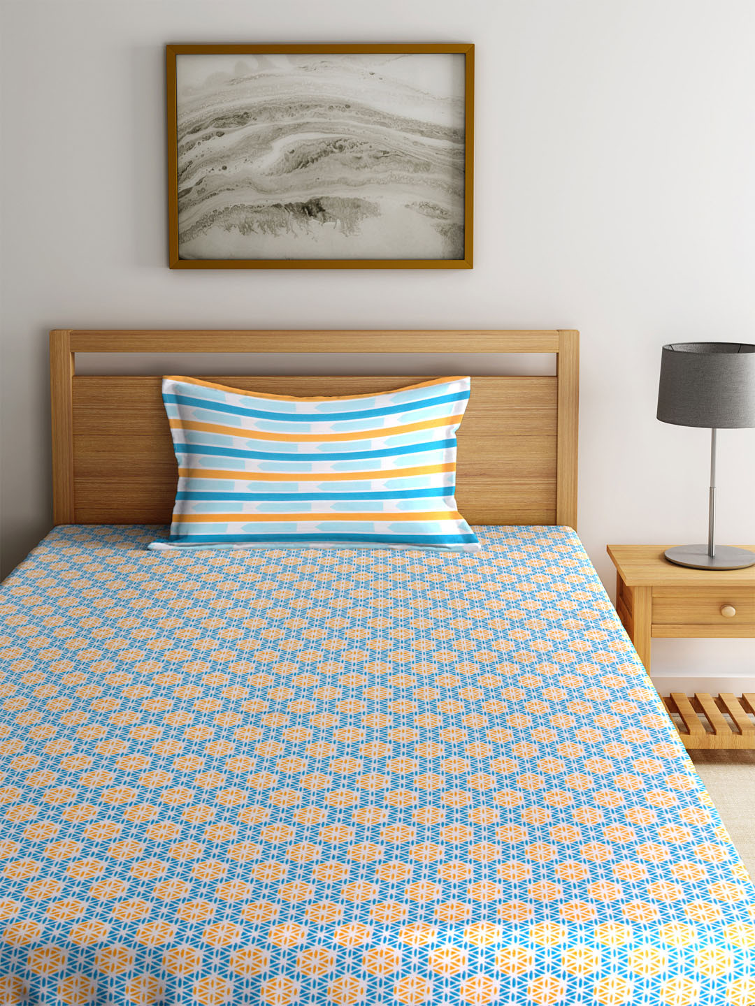 Buy CORE Designed By SPACES Cream Coloured 144 TC Cotton 1 Single