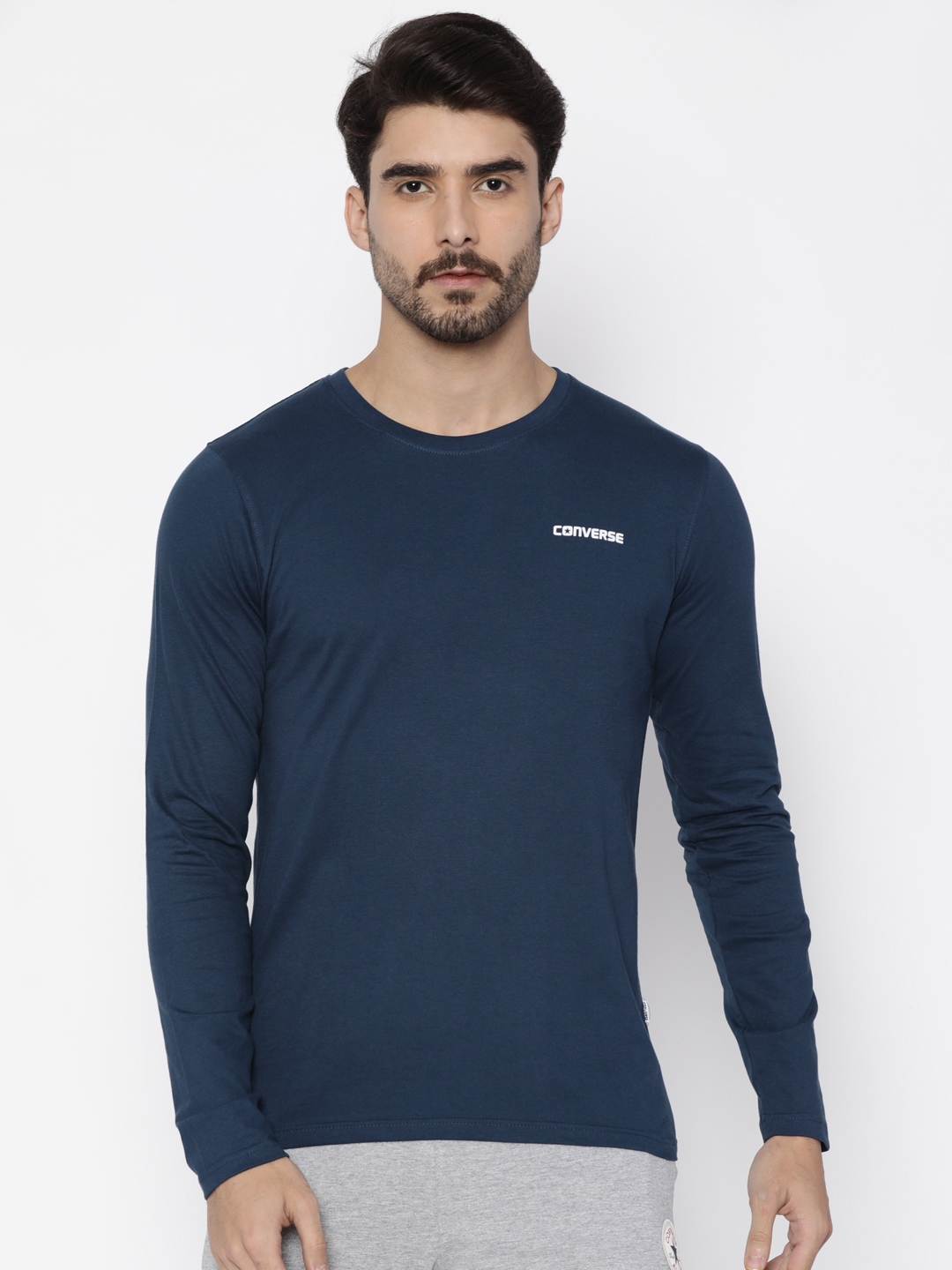 Buy Converse Men Navy Round Neck Pure Cotton T Shirt - Tshirts for Men ...