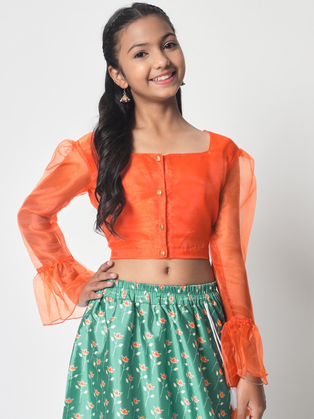 Buy Studio Rasa Shirt Style Square Neck Bell Sleeve Crop Top Tops For buy-studio-rasa-shirt-style-square-neck-bell-sleeve-crop-top-tops-for