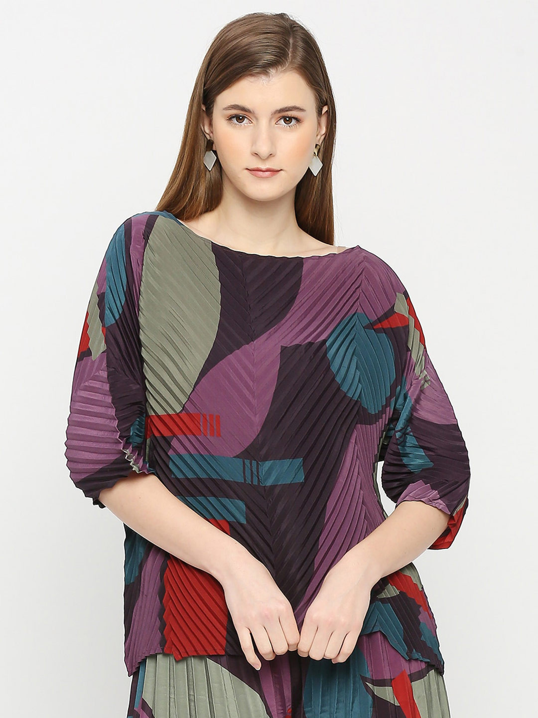 Buy Cloth Haus India Abstract Printed Accordion Pleats Extended Sleeves