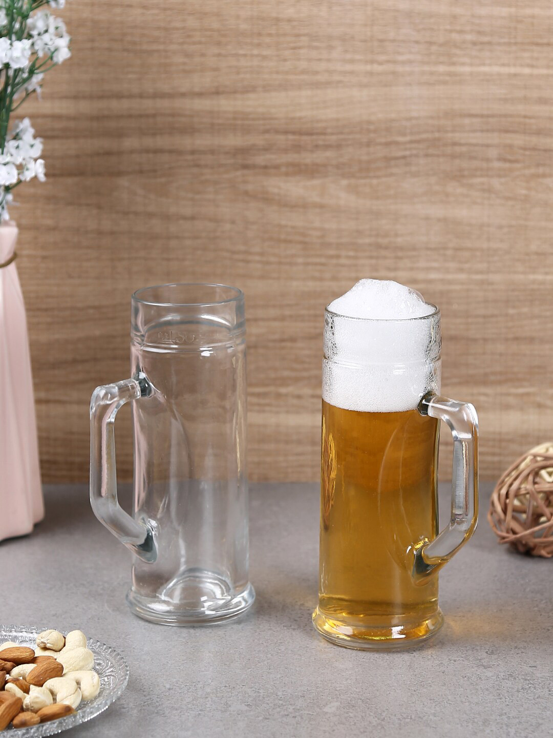 Buy Smart Serve 2 Pieces Transparent Premium Plain Beer Mug 330 Ml Each