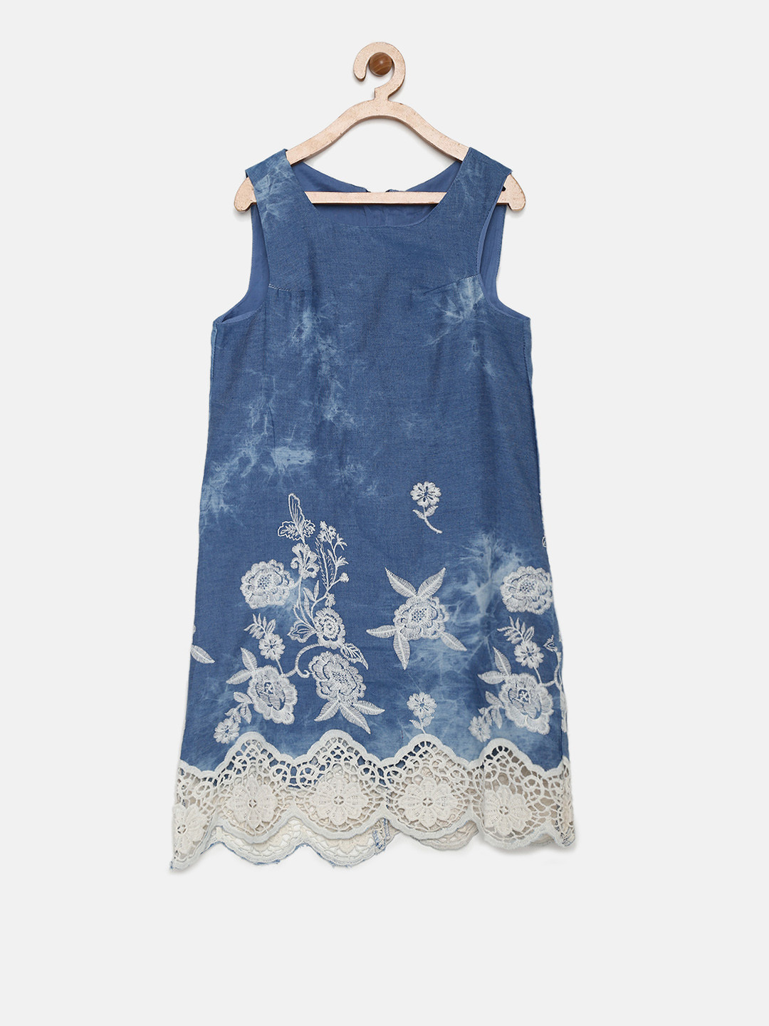 Buy Biba Girls Blue Dyed A Line Denim Dress Dresses for Girls 2174534