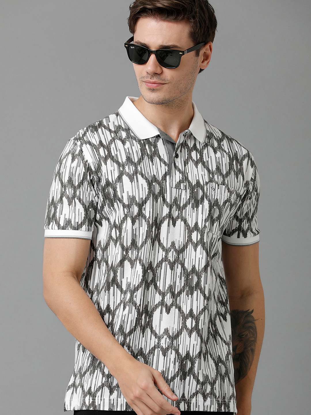 Buy Classic Polo Men Printed Polo Collar Slim Fit T Shirt - Tshirts for ...