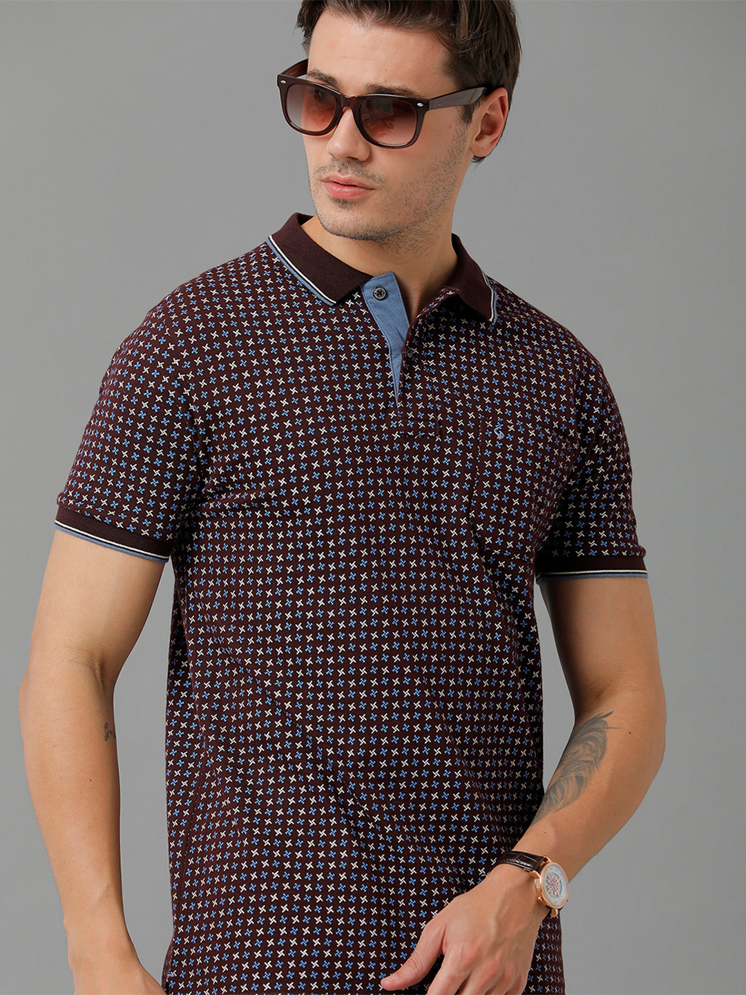 Buy Classic Polo Men Printed Polo Collar Cotton T Shirt - Tshirts for ...
