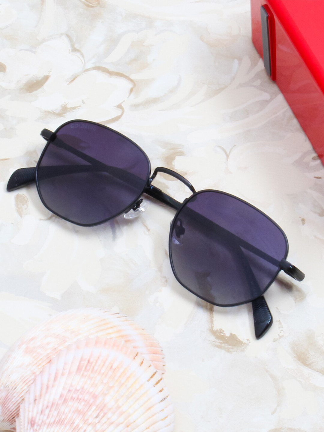 Buy Gold Berg Round Sunglasses With Polarised And UV Protected Lens