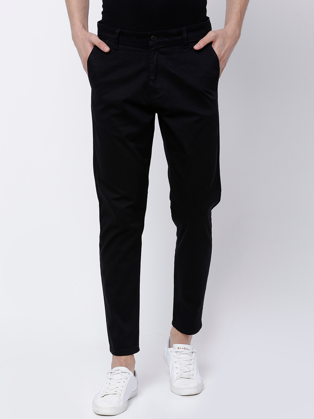 Buy HIGHLANDER Men Black Tapered Fit Solid Chinos Trousers for Men