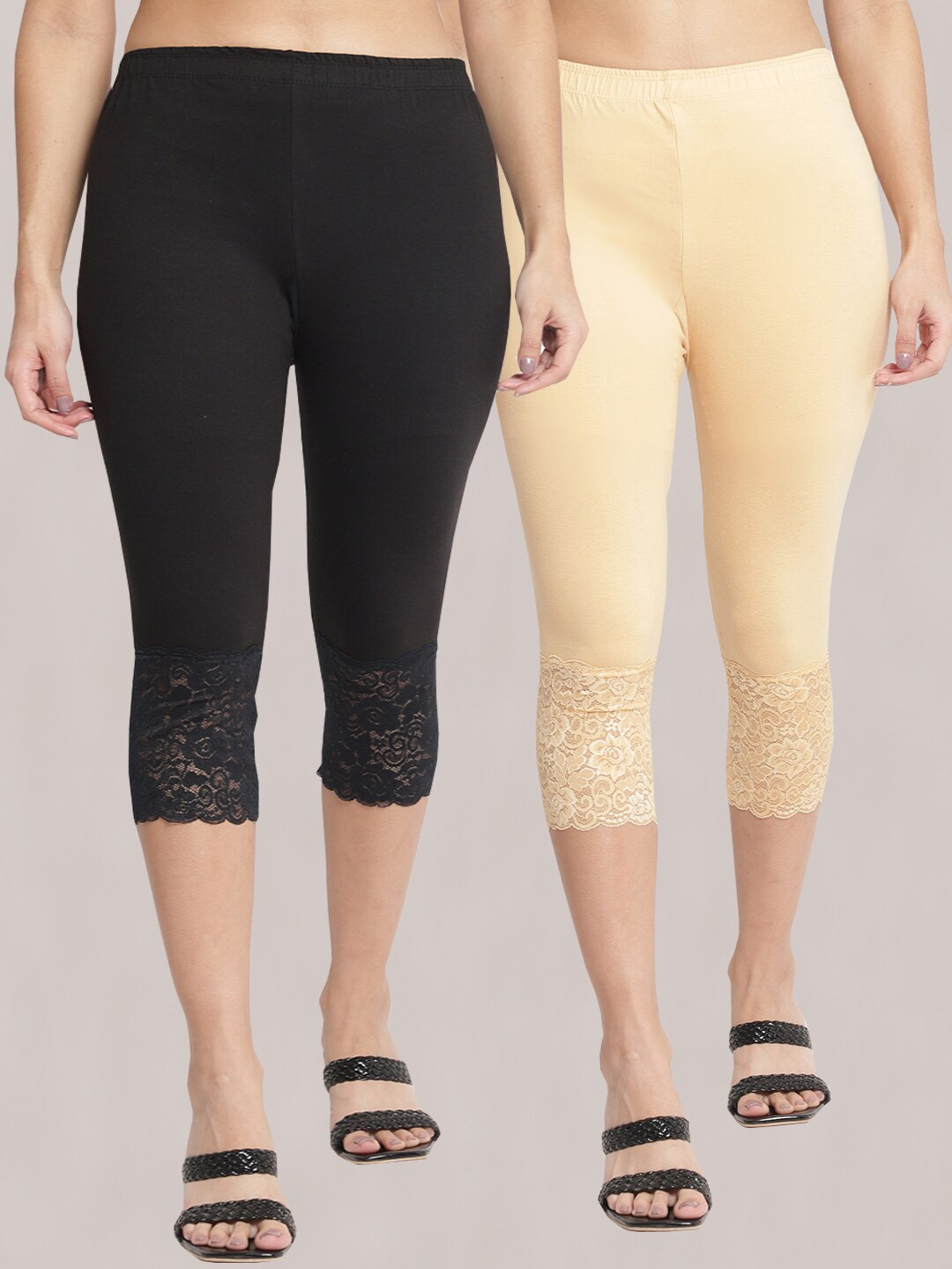 Women Brown Super Combod Cotton Lycra Capri