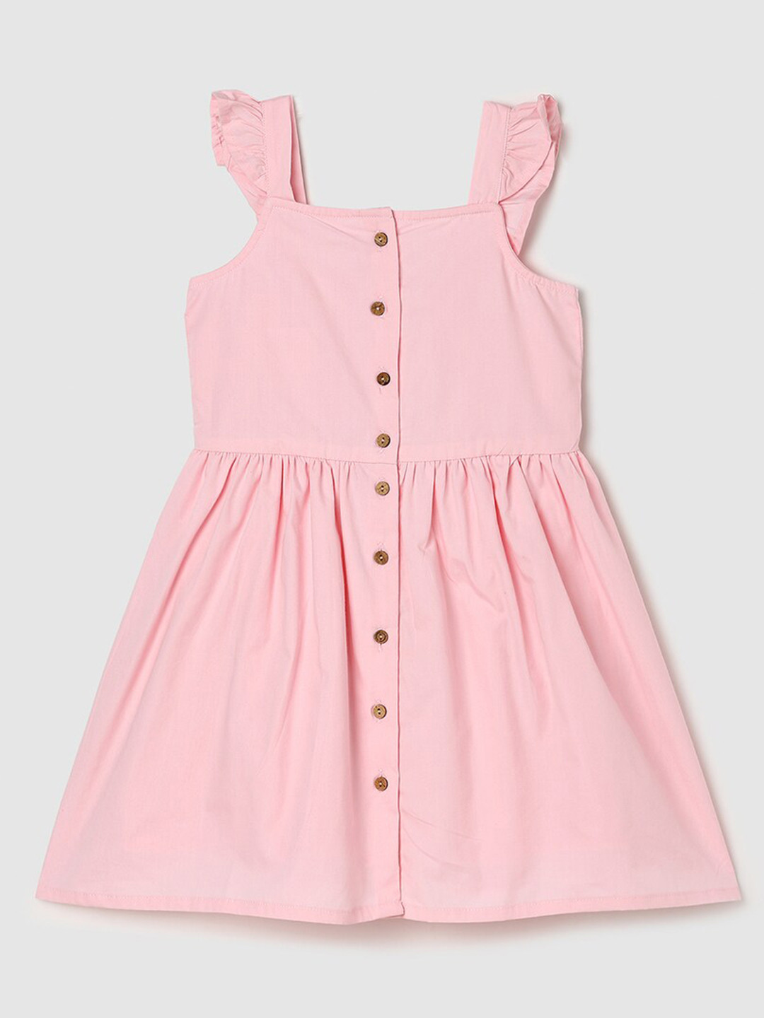 Square Neck Flutter Sleeve Girl's Dress Red