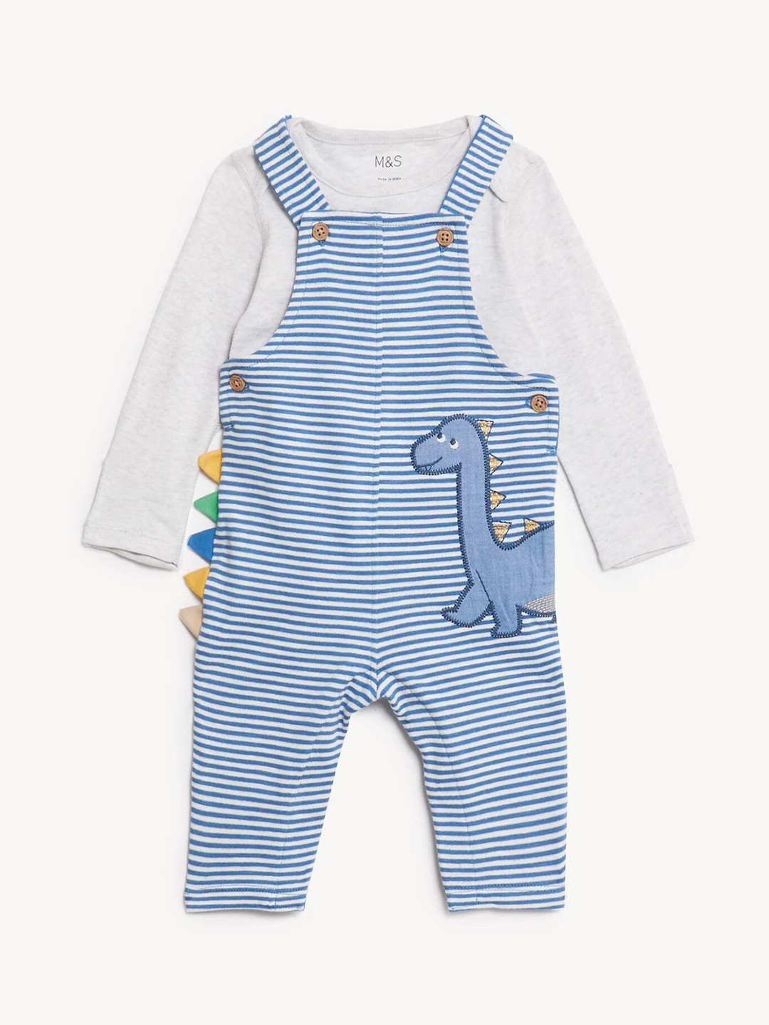 Buy Marks & Spencer Infants Boys Striped & Applique Straight Leg Fit