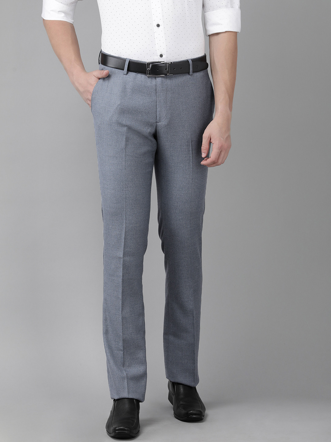 Buy Arrow Men Solid Tailored Fit Mid Rise Formal Trousers - Trousers ...