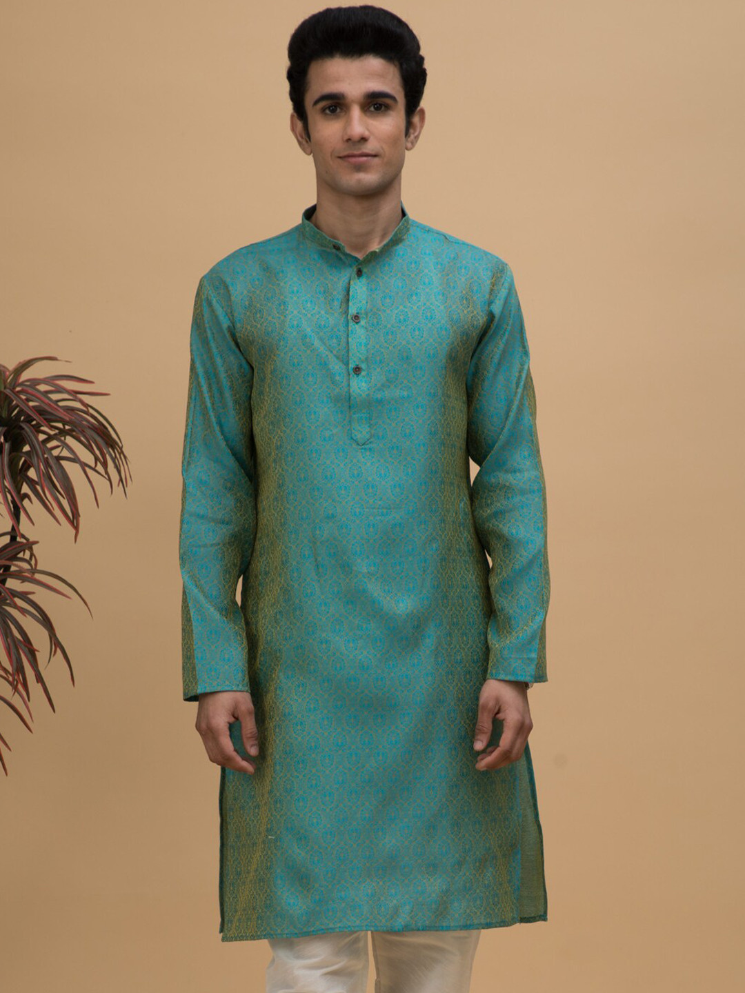Buy NEUDIS Men Jacquard Mandarin Collar Kurta Kurtas for Men 21756448 Myntra