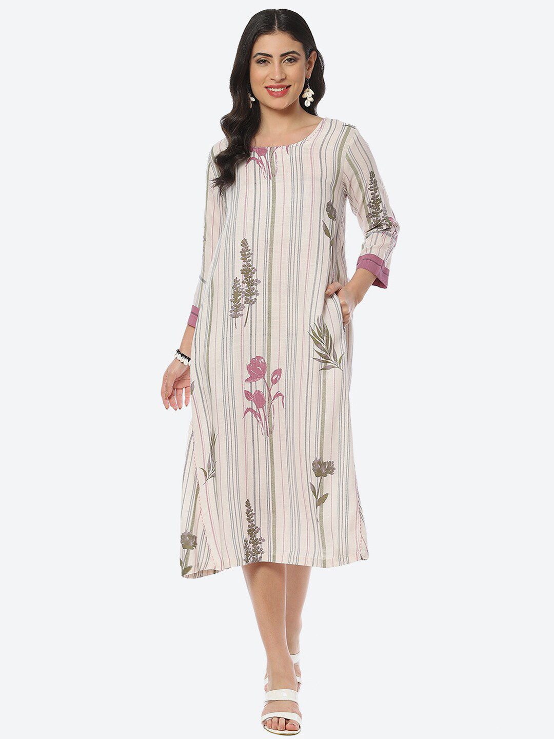 Willa Striped A-Line Midi Dress main image 1