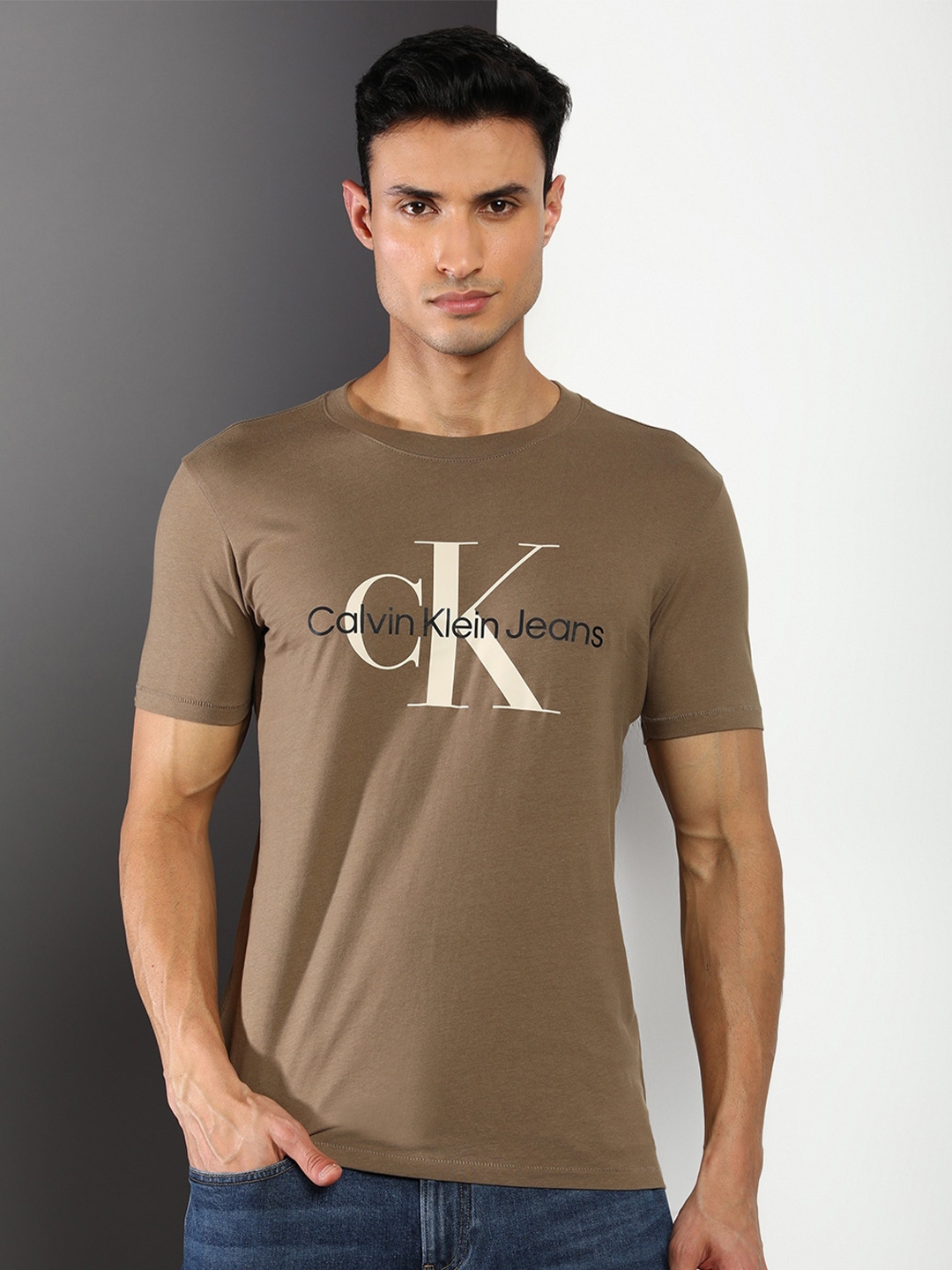 Buy Calvin Klein Jeans Men Typography Printed Cotton T Shirt - Tshirts ...