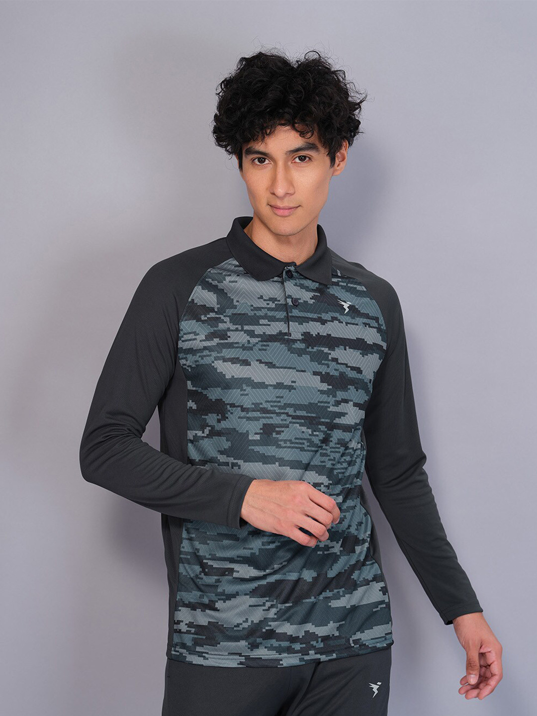 Buy Technosport Men Printed Polo Collar Antimicrobial Active T Shirt