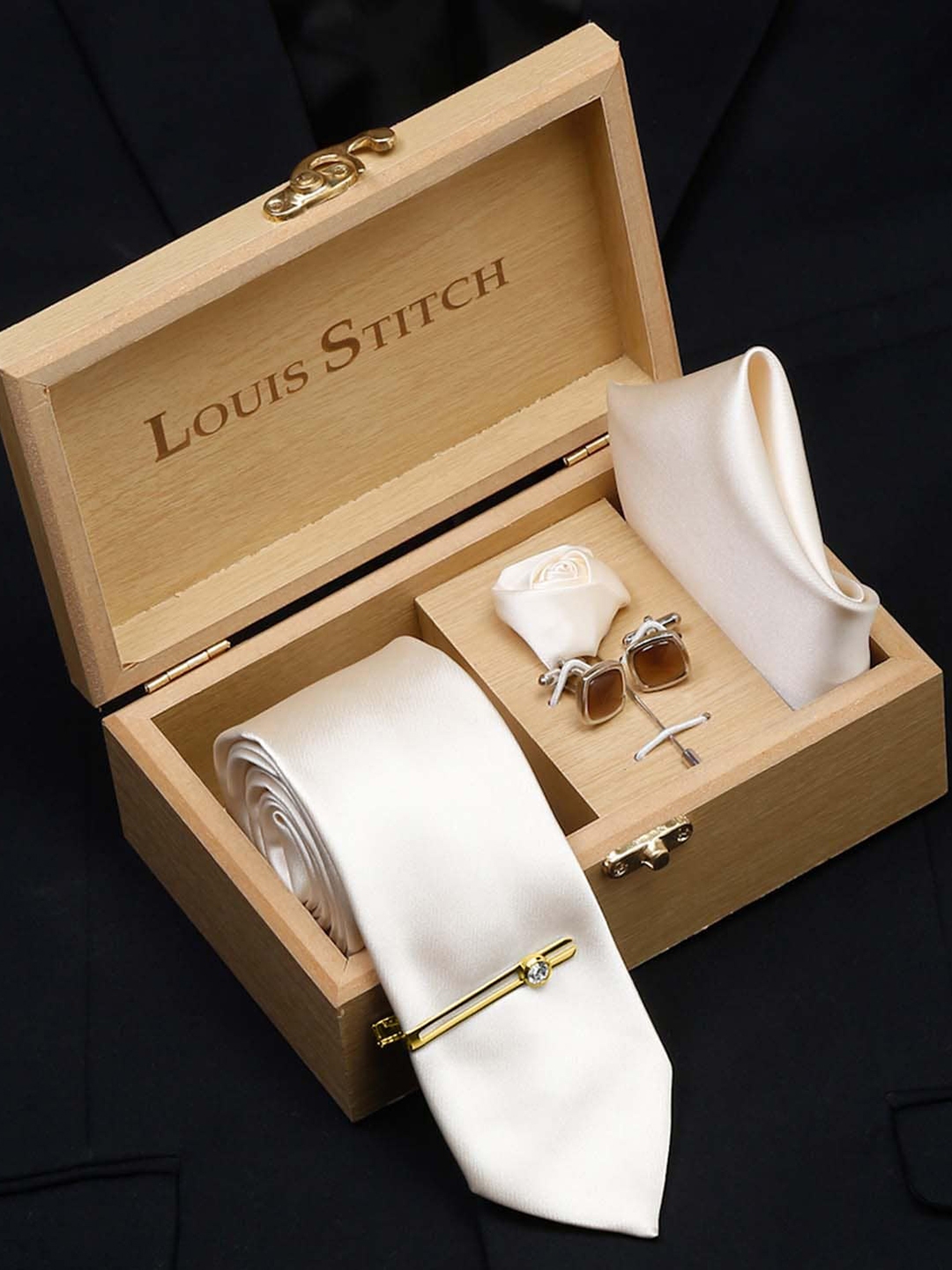 Buy LOUIS STITCH Men Ethic Luxury Italian Silk Necktie Set Accessory