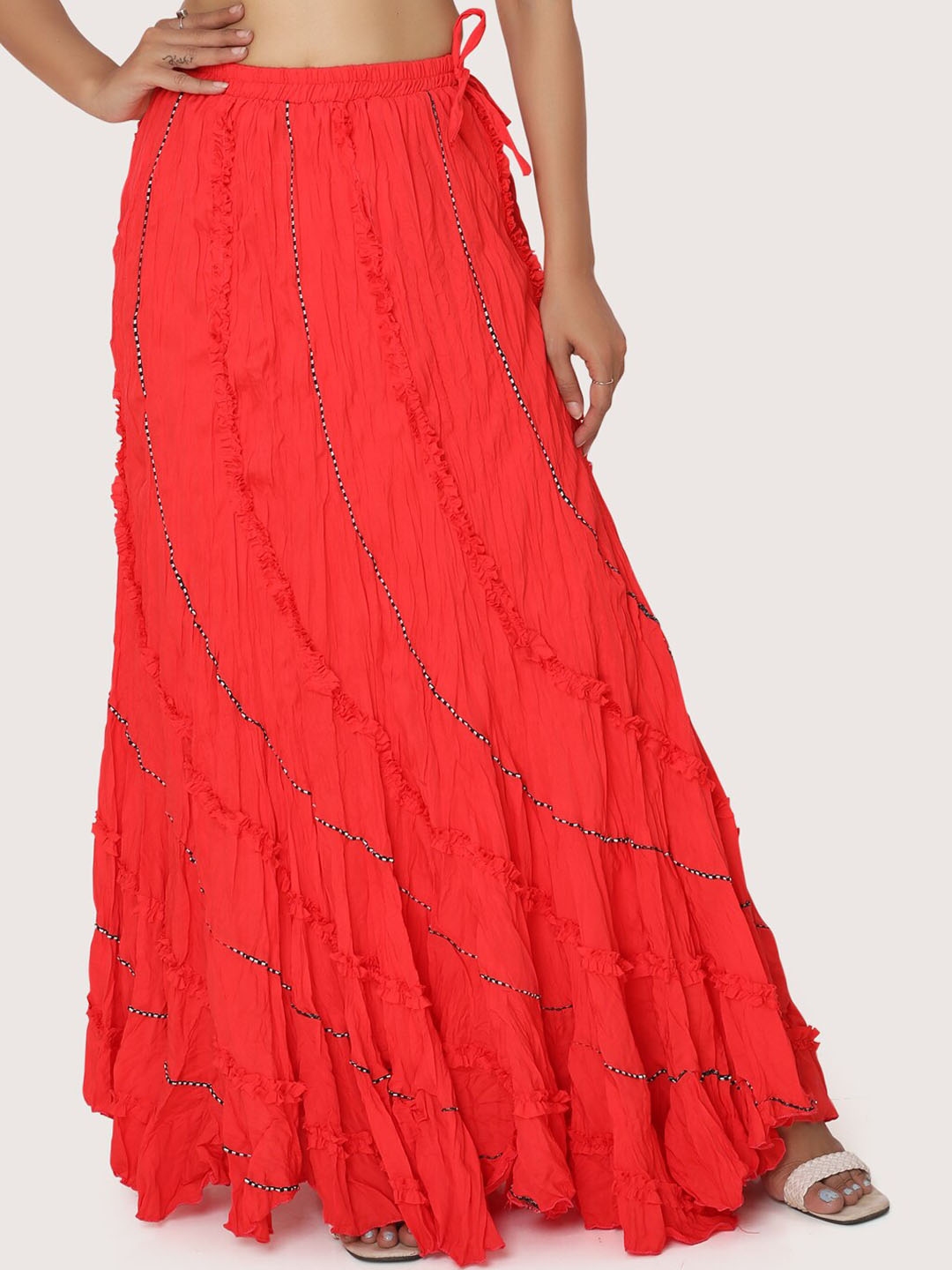 Buy ZRI Embellished Tiered Pure Cotton Maxi Skirt - Skirts for Women ...