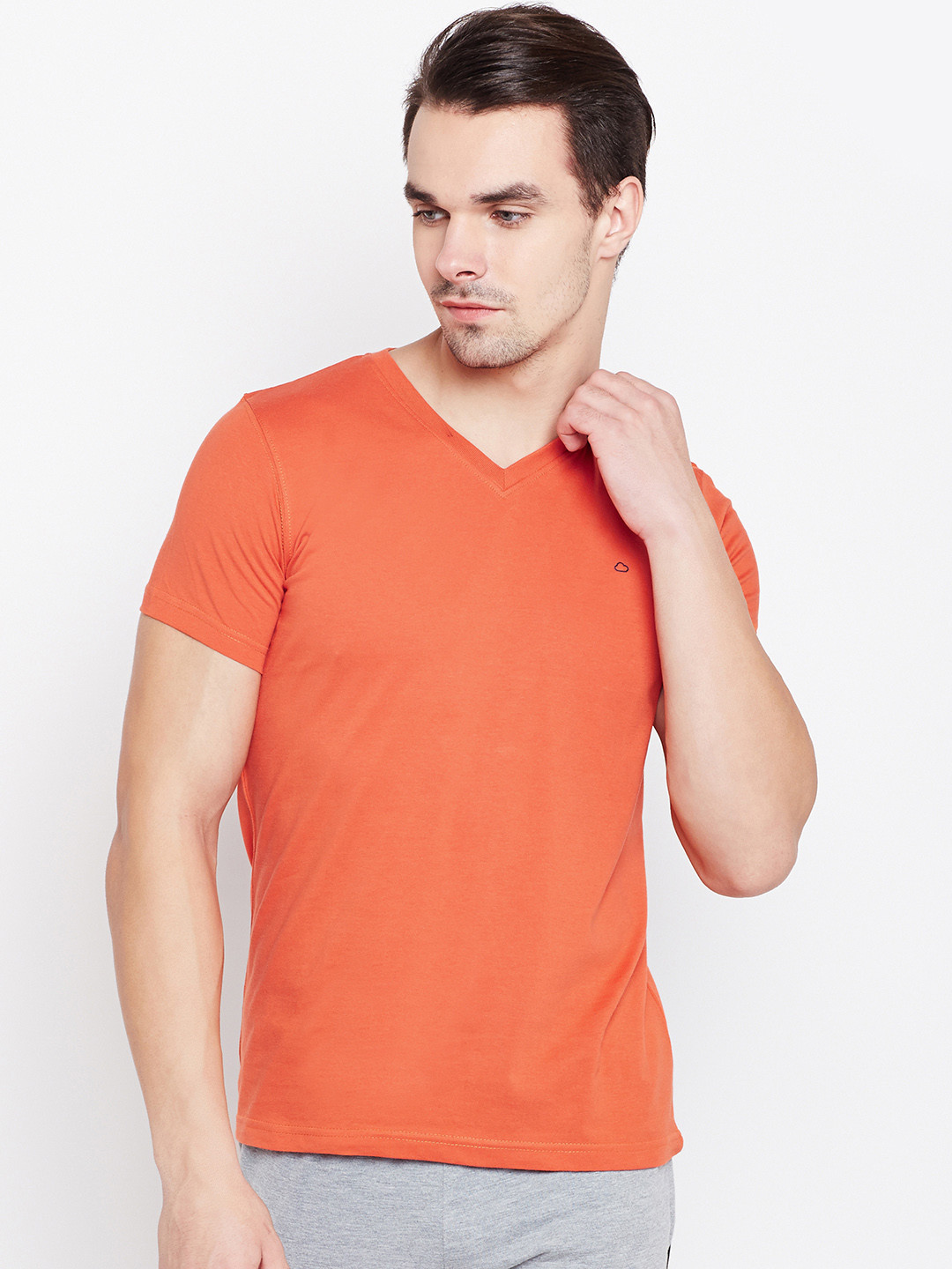 Buy Sweet Dreams Men Orange V Neck T Shirt Tshirts for Men 2177101
