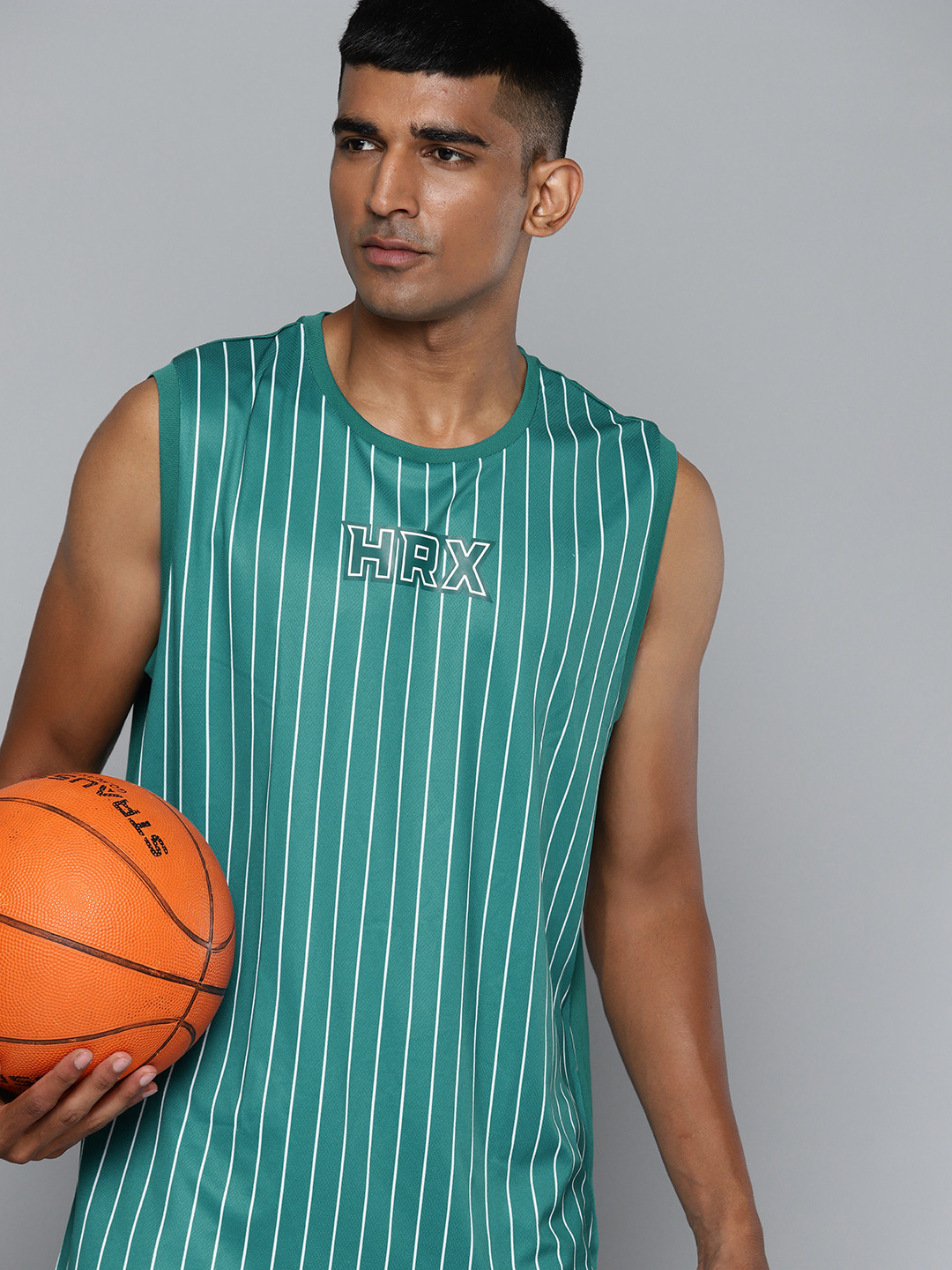 Buy HRX By Hrithik Roshan Rapid Dry Striped Basketball T Shirt