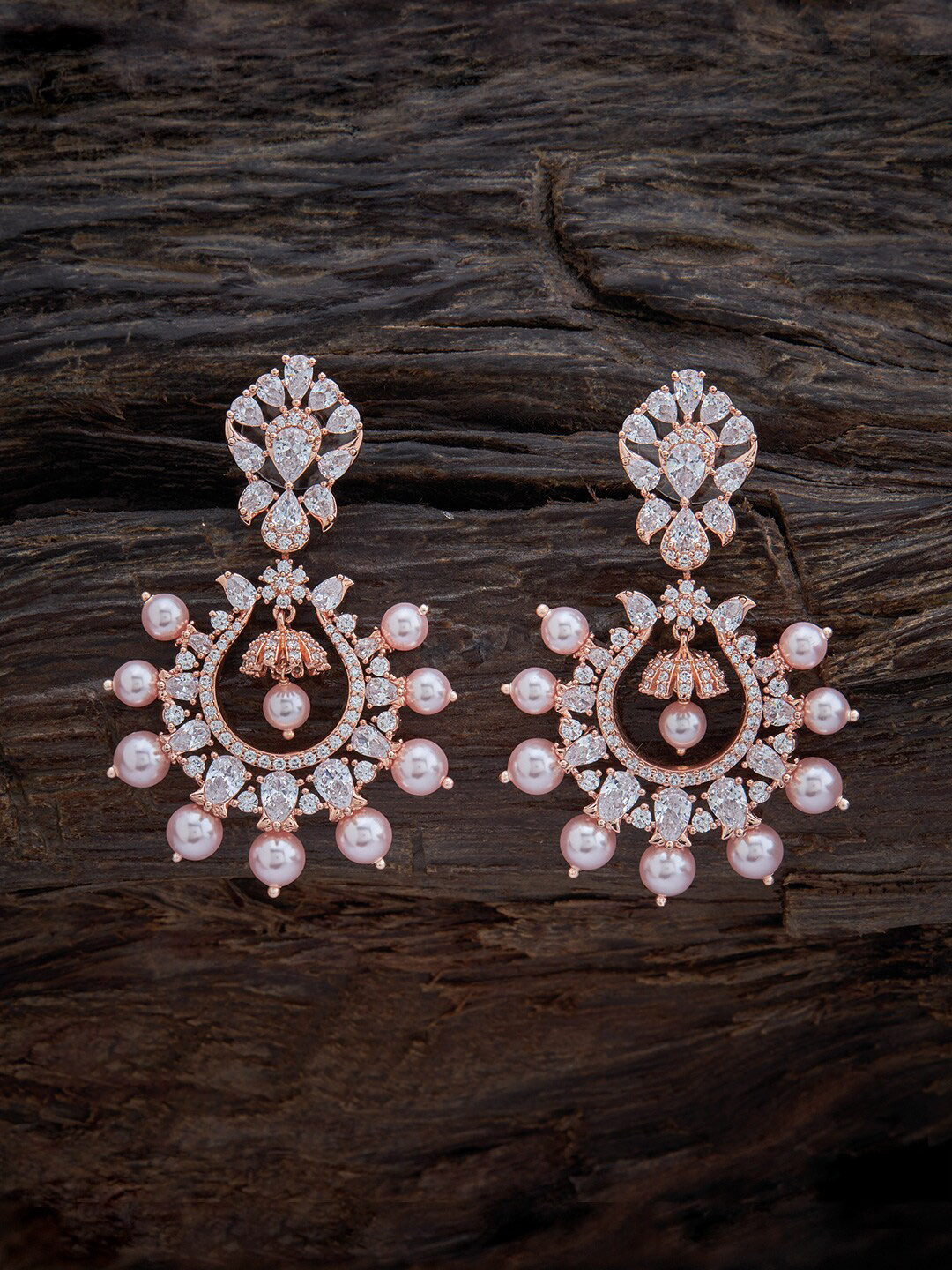 Buy Kushal's Fashion Jewellery Rose Gold Plated Floral Drop Earrings
