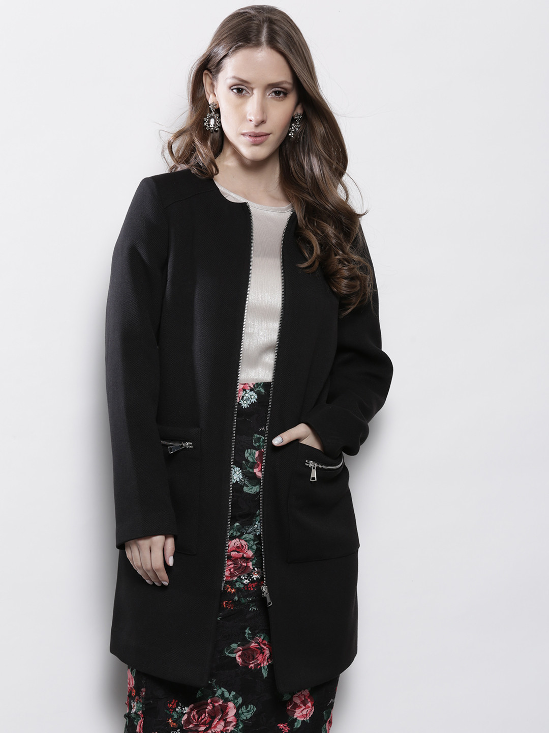 Buy DOROTHY PERKINS Women Black Longline Coat Coats for Women 2177806