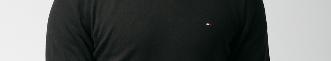 Buy Tommy Hilfiger Men Black Solid Pullover - Sweaters for Men 2179094 ...