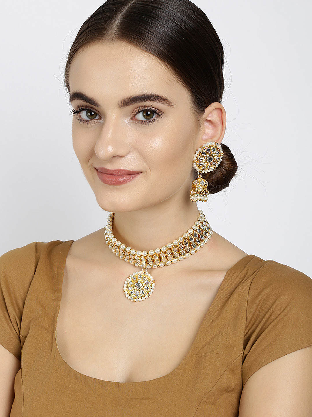 Buy Rubans Gold Toned Embellished Jewellery Set Jewellery Set for