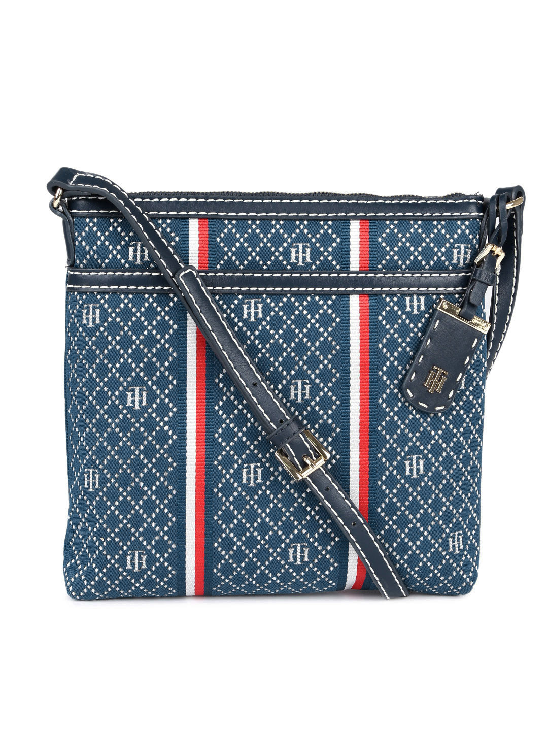 Buy Tommy Hilfiger Blue Self Design Sling Bag Handbags for Women