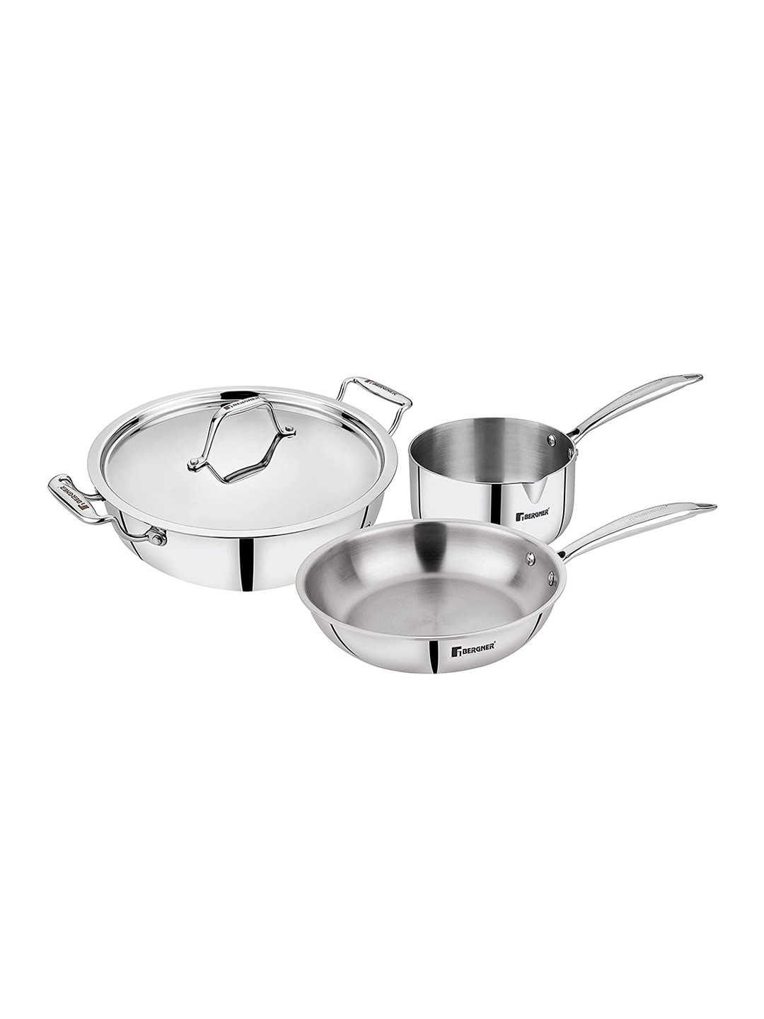 Buy BERGNER Argent 4 Pcs Triply Stainless Steel Induction Base Cookware