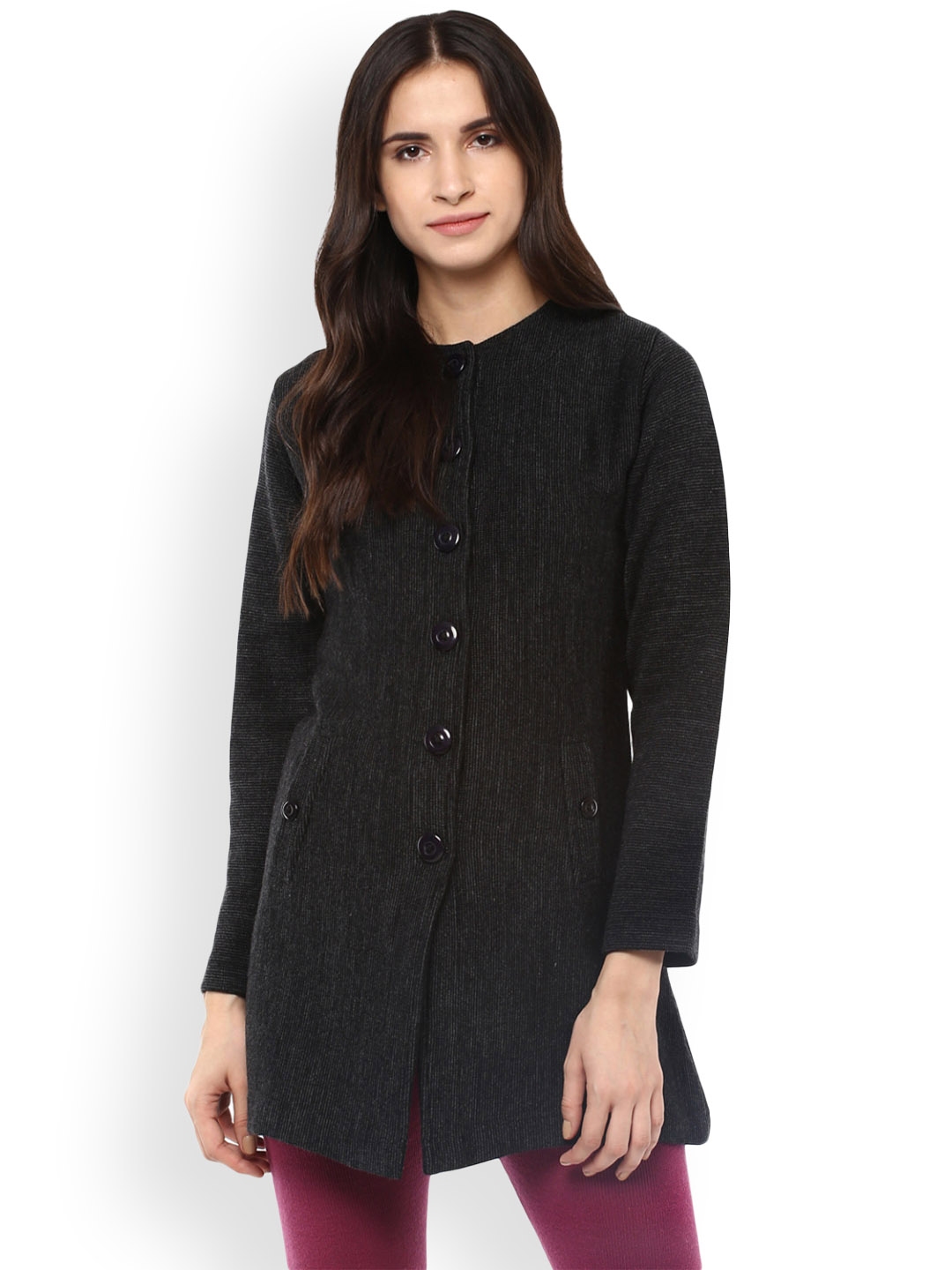 Buy Cayman Women Black Longline Coat - Coats for Women 2180635 | Myntra