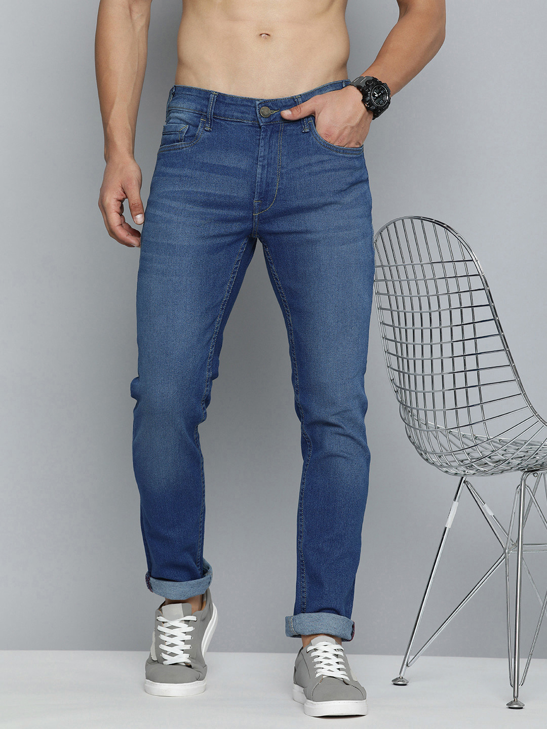 Buy HERE&NOW Men Slim Fit Light Fade Stretchable Mid Rise Jeans - Jeans ...