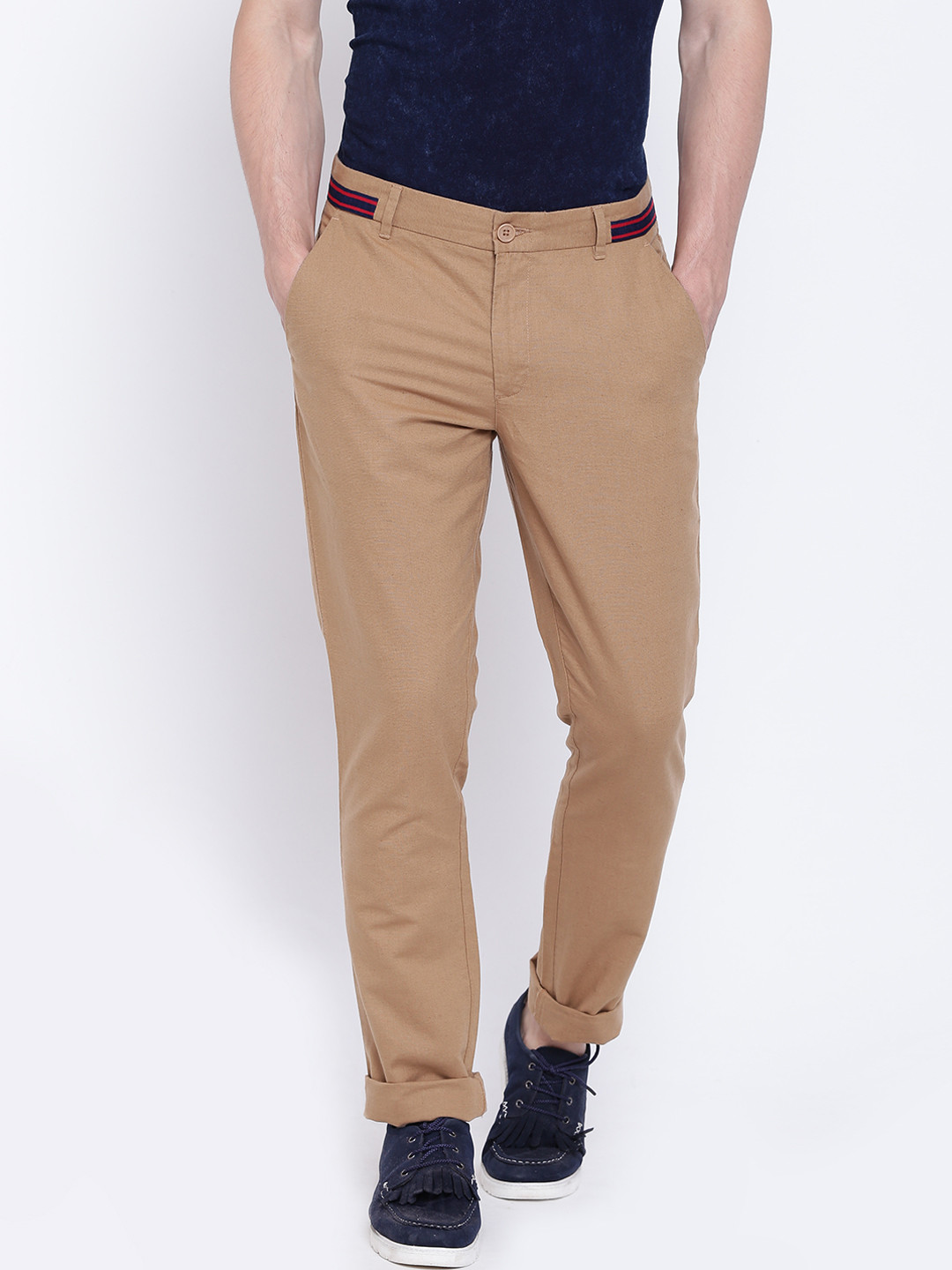Buy United Colors Of Benetton Men Khaki Slim Fit Solid Regular Trousers - Trousers for Men 