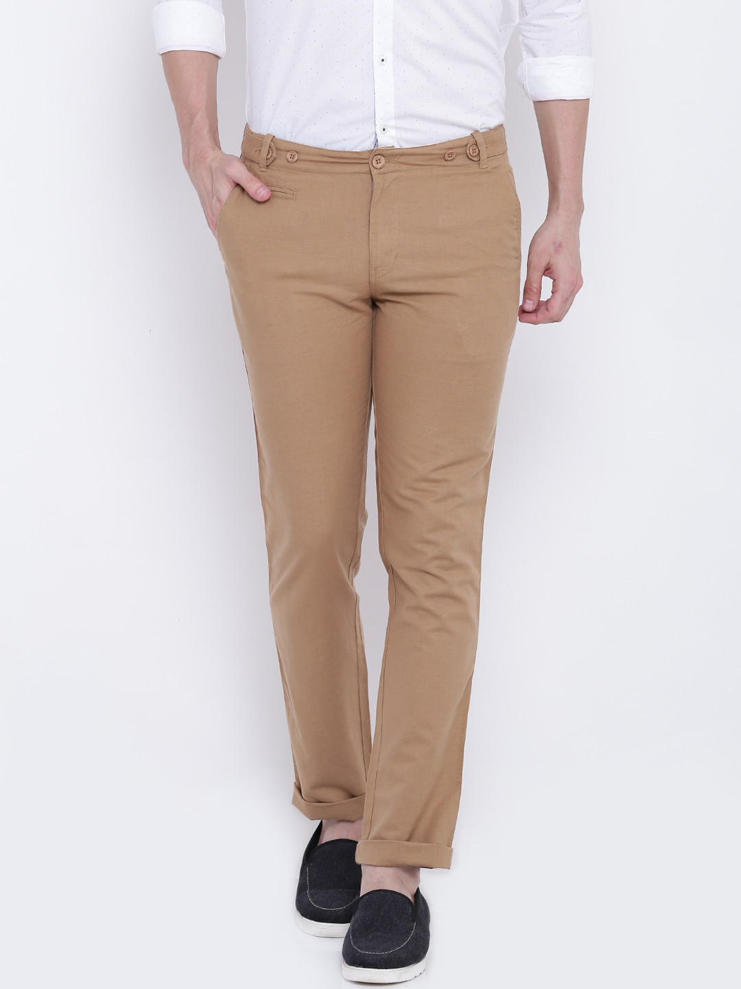 Buy United Colors Of Benetton Men Brown Slim Fit Solid Trousers - Trousers for Men 2180880 | Myntra