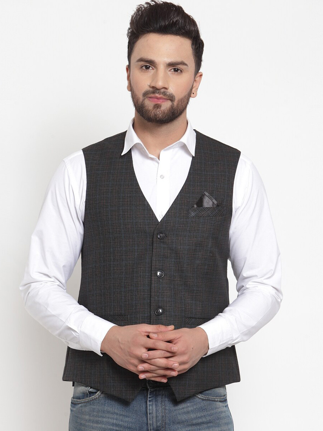 Buy NEUDIS Dhrohar Men Checked Woven Waistcoat Waistcoat for Men