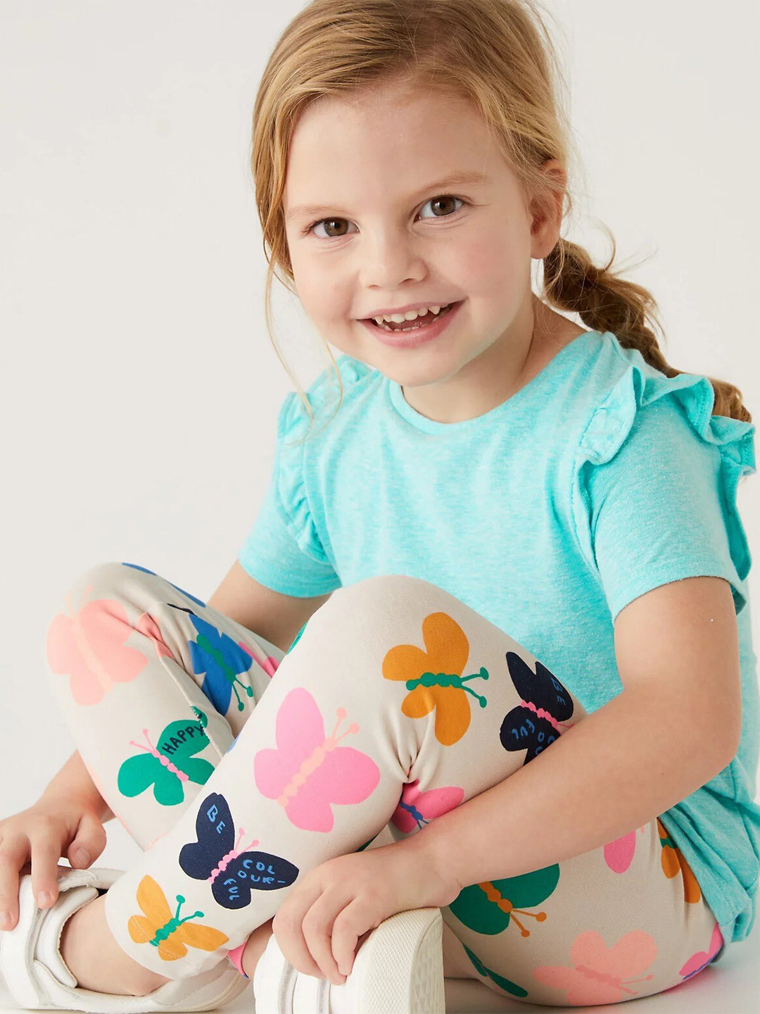 Buy Marks & Spencer Girls Ruffled Sleeves T Shirt Tshirts for Girls