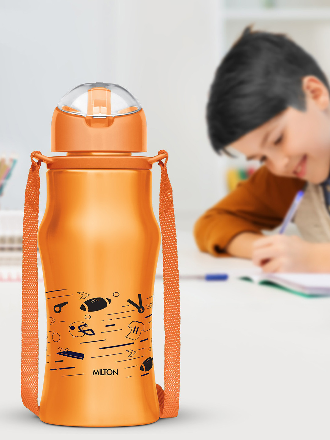 Buy Milton Gaiety 450 Orange Stainless Steel Water Bottle 415 Ml