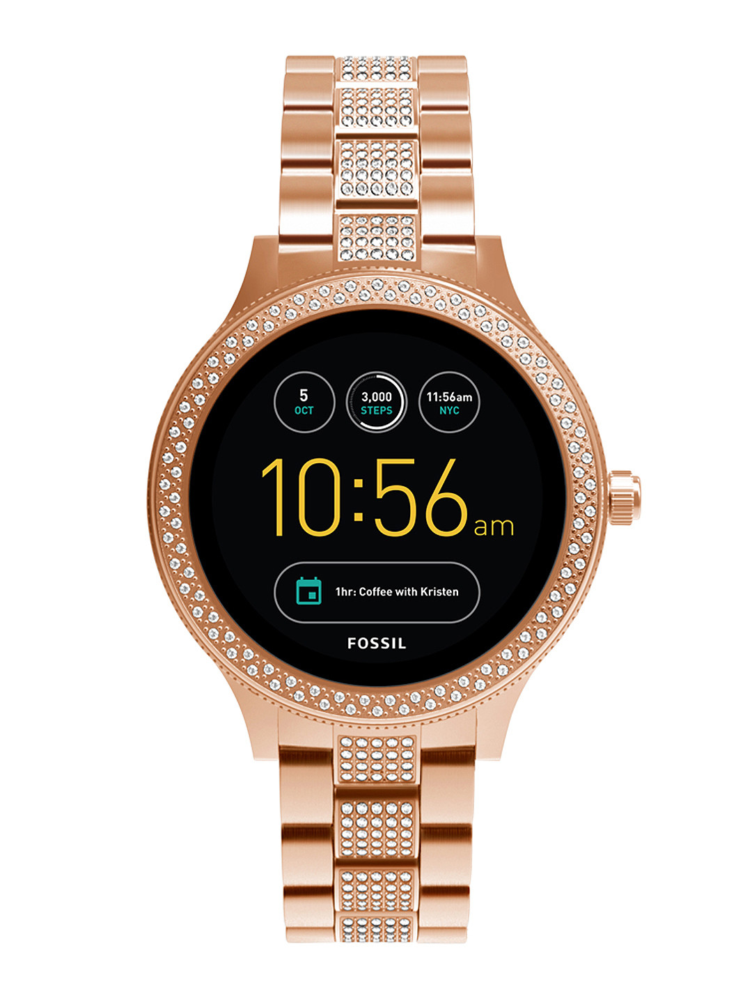 fossil women's rose gold smartwatch