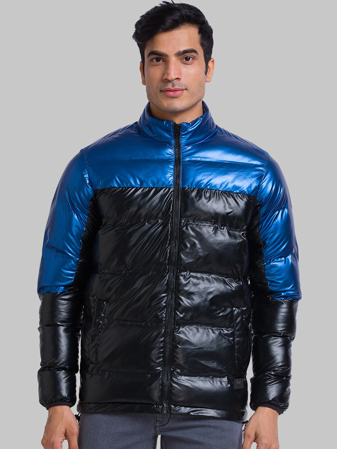 Men's Plus Size Striped Padded Puffer Jacket